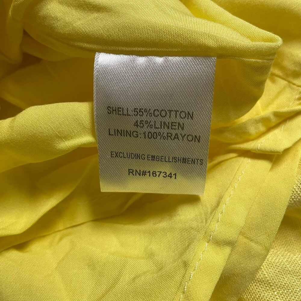HELLO MOLLY Ric Rac Trim Country Summer Linen Blend Maxi Dress Yellow/Brown - Picture 10 of 11